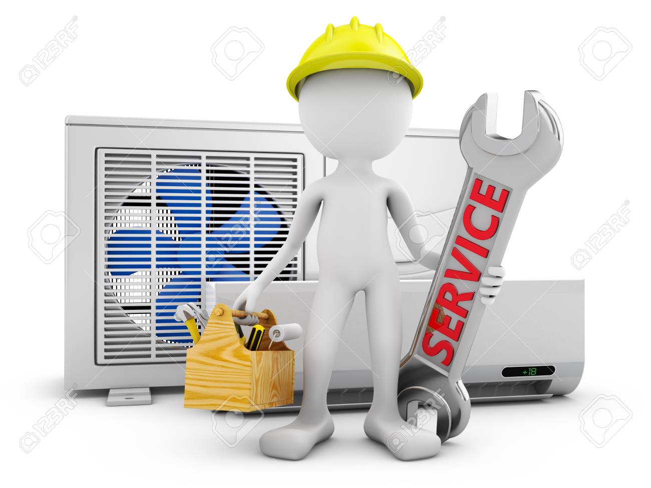 97075699-man-with-a-wrench-on-the-background-of-the-air-conditioner-3d-rendering-