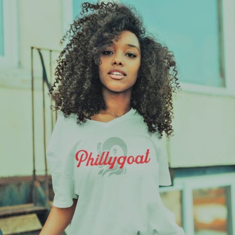 Phillygoat-white t-shirt- Philadelphia-girl-down-the-shore