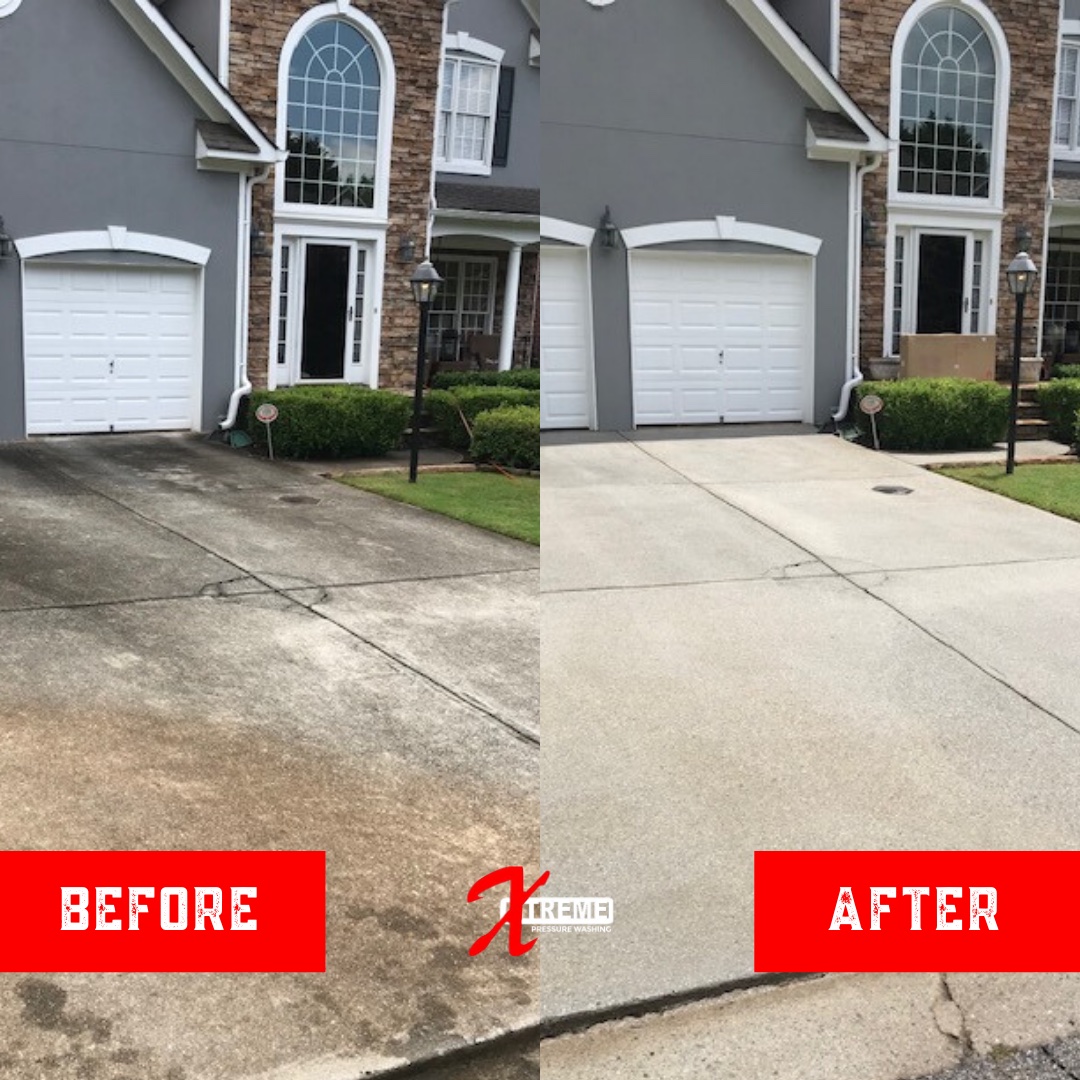 Xtreme Pressure Washing - Driveway Cleaning - Before and After